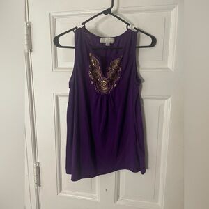 Carolyn Taylor Purple Tank Top with Gold Sequins